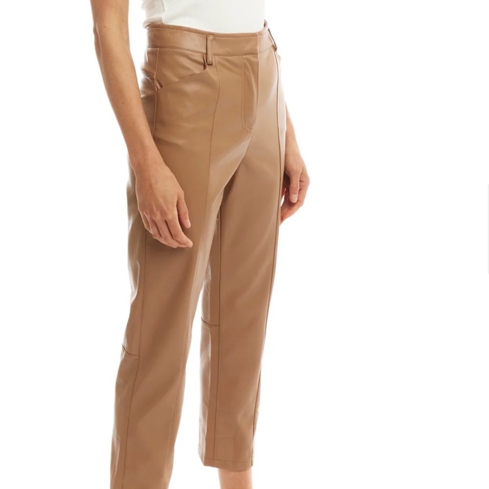 Lblc Tan Faux Leather Cropped Pants